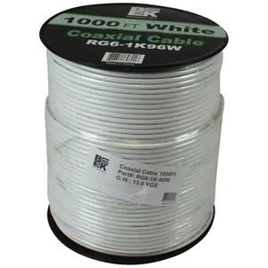 1000' Fuß RG6 18AWG Spule Koaxial Koaxialkabel Satelliten TV Kabel - weiß - Bild 1 von 1