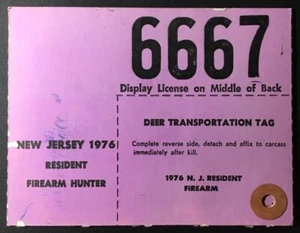 New Jersey 1976 Resident Firearm Hunter License #6667 - top cond. - NJ - Bild 1 von 3