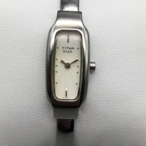 Titan Raga Watch Women 14mm Silver Tone Rectangle Dial Stainless New Battery 7" - Picture 1 of 13