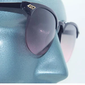 1950's Retro Vintage Style Sunglasses Top Black Frame Gray Pink Gradient Lens - Picture 1 of 4