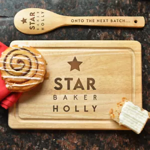 Personalised Star Baker Set Serving Cake Board Cake Stand Baking Kitchen Gifts - Picture 1 of 20