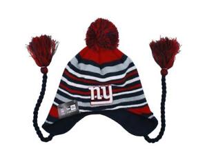 New Era New York Giants Nfl Blue Red Beanie Hat Tassels Roaring Fan Knit Cap