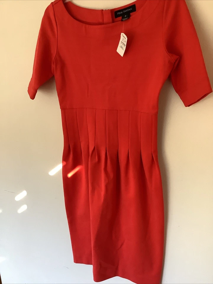 Pink Tartan S Red Career Church  Fitted Dress New - Image 1 of 4