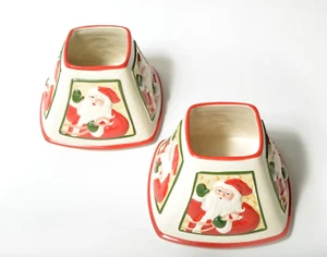 Yankee Candle Large Jar Ceramic Santa Claus Shade Topper 4 Sided Christmas Lot 2 - Picture 1 of 8