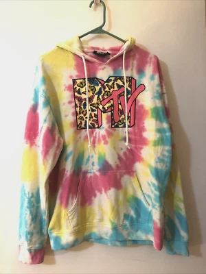 MTV women's Tye Dye pink blue 1980's sweatshirt Size M - Image 1 of 4