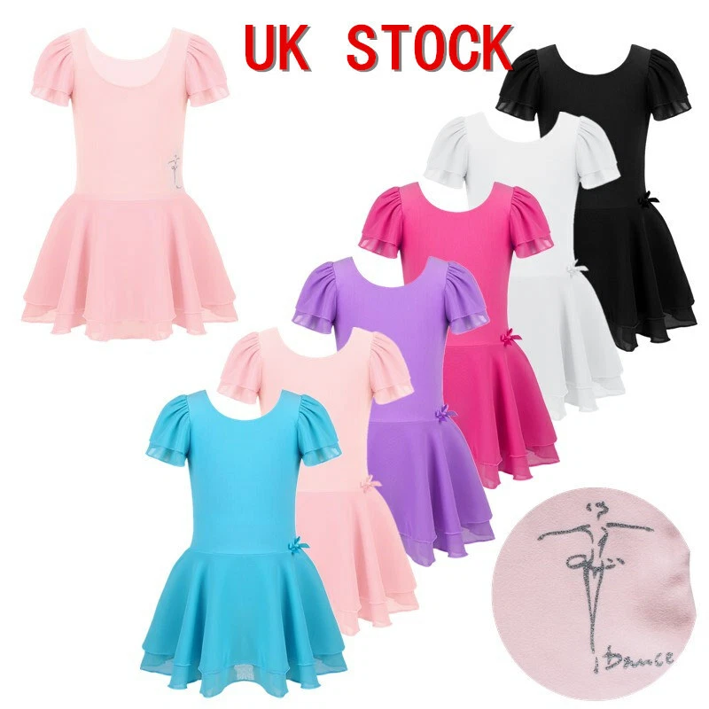 UK Kids Girls Dance Leotard Skirt Ballet Gymnastic Romper Dress Show Dancewear - Image 1 of 1