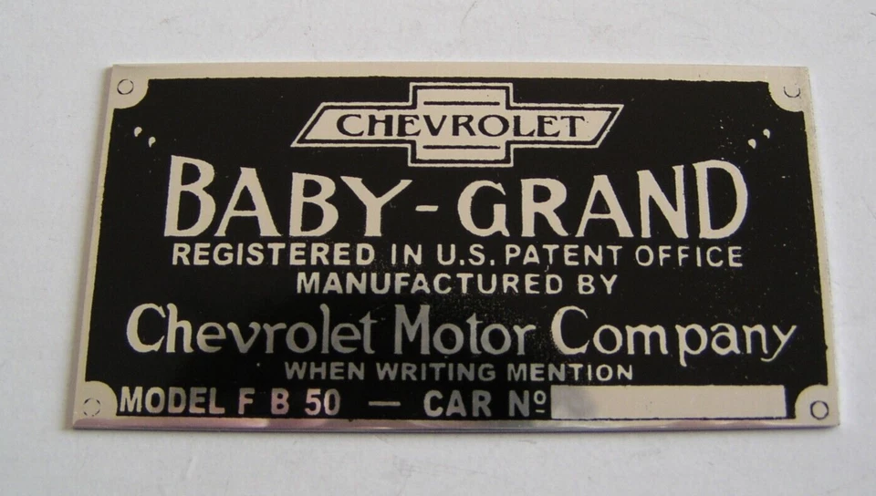 Chevrolet Baby Grand FB 1919-1922 placa 50 Foto 1 de 1