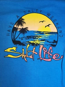 Salt Life Live Salty Beach Fishing Men's Large T-shirt - Picture 1 of 7