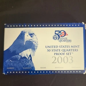 2003 S Clad PROOF Quarter Set in Original Box US Mint with COA (5 Coin Set) - Picture 1 of 7