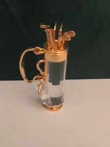 Swarovski Crystal Memories goldfarben & klar Miniatur Glas Golftasche Schreibtisch Dekor - Bild 1 von 24