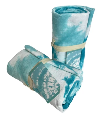 Juego de 2 toallas de playa Tie Dye Burst POTTERY BARN TEEN VERDE AZULADO NUEVO NUEVO CON ETIQUETAS PB TEEN Foto 1 de 4