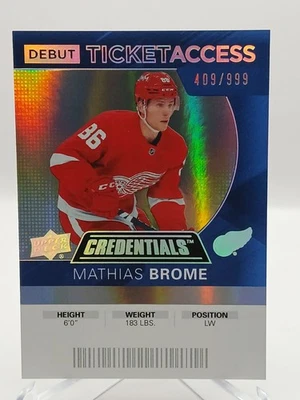 2020–21 Upper Deck Credentials Debut Ticket Access #76 Mathias Brome RC /999 - Image 1 of 3