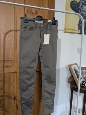 BNWT ZARA BASIC PREMIUM COLLECTION khaki zip ankles skinny jeans trousers UK 10  - Image 1 of 4