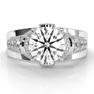 Conjunto de bisel de compromiso de diamantes redondos con acento de puente estilo nudo GIA I VS2 1,9 quilates - Imagen 1 de 6