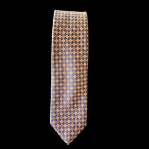 PAKO LORENTE Men's Gold Blue Diamond Geometric Pattern Microfiber Neck Tie - Picture 1 of 10