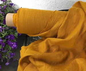 Curry Honey Linen Fabric by the Yard | Soft Washed Linen Cloth - Picture 1 of 59