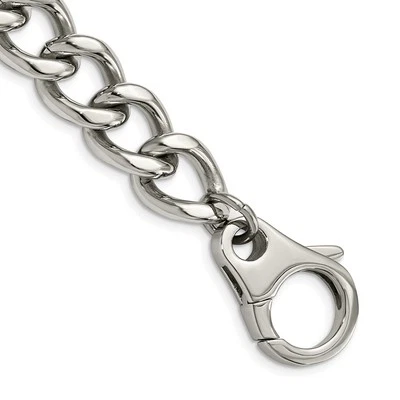 Stainless Steel Polished Large Curb Link Men's Bracelet 8.5" - Image 1 of 4