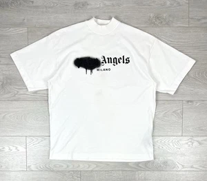 Palm Angels Logo Weiß Baumwolle Oversized Streetwear T-Shirt S Größe Herren - Bild 1 von 14