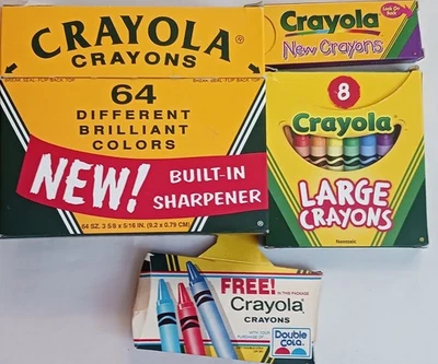 LOT Crayola Crayons 64 Colors 8 Large Crayons 4 New Crayons 3 Double Cola - Image 1 of 3