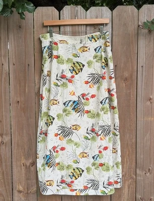 Maxi falda envolvente vintage Stonebridge Coastal Tropical Fish estampada mezcla de lino Foto 1 de 4