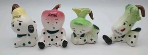 Anthropomorphic Japan Spice Jars MCM Vintage Lot Set Of 4 Fruit Vegetable Faces - Picture 1 of 12