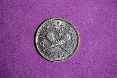 1940 New Zealand 3 Pence Silver Coin #M20312 - Image 1 of 2