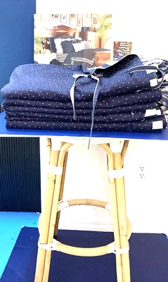 RalphLauren HOME Cortinas 4 Poster Cama 2 Lados Azul Marino Pindot/Nvy Blanco Rayas77’Lx 88w Foto 1 de 4