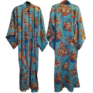 Seltener authentischer 90er Jahre Y2K japanischer Blumen Kimono, Damen XL - Bild 1 von 9