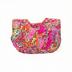 Vera Bradley Frannie Crescent Crossbody Shoulder Bag Pink Swirls Floral Purse - Picture 1 of 3