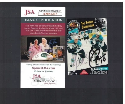 Martin St. Louis & Eric Perrin 97-98 Cleveland Lumberjacks Signed Card JSA — 第 1/2 张图片