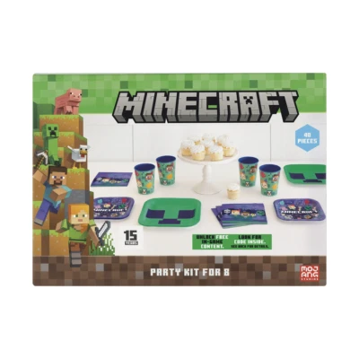 Minecraft Party Kits for 8 Dinner Plates Snack Plates Napkins and Plastic Cups - Image 1 of 4