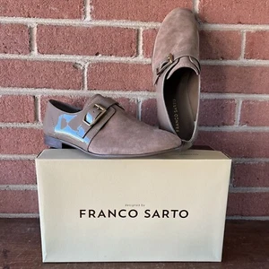 Franco Sarto Womens 9 M Mushroom Suede Flats Loafers Buckle Accent NEW - Picture 1 of 11