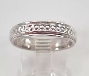 Vintage Nachlass 14K Weißgold Hochzeitsband Jubiläumsring 4 mm Größe 5,5 - Bild 1 von 4
