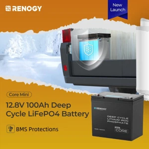 Renogy 100Ah 12V Lithium Battery LiFePO4 Mini Size 5000+ Deep Cycle BMS for RV - Picture 1 of 8