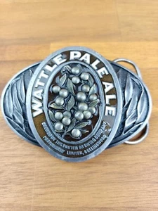 Vintage Wattle Pale Ale Belt Buckle Leffler Carlton LIC. Solid Brass Gloss - Picture 1 of 9