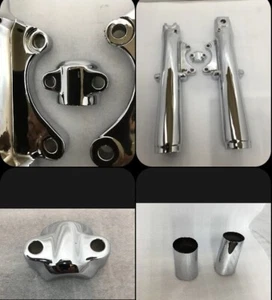 HARLEY CHROME TOURING Road King FLHT FL FLHS FORK LEGS Cover 1985 -99 EXCHANGE - Picture 1 of 13