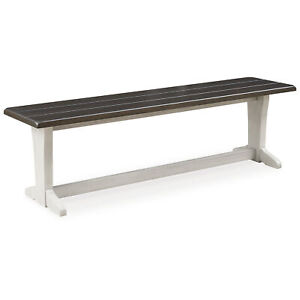 Signature Design by Ashley Farmhouse 62" Two-Tone Dining Bench, Gray & Brown
