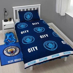JUEGO FUNDA NÓRDICA INDIVIDUAL MANCHESTER CITY FC EPIC AZUL FÚTBOL ROPA DE CAMA HOMBRE NIÑOS - Imagen 1 de 4