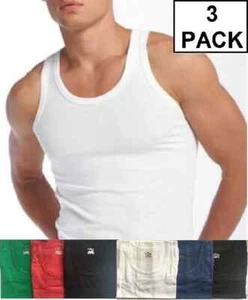 3X HERRENWESTEN 100 % Baumwolle TANK TOP SOMMER TRAINING FITNESS TOPS PACK EINFACH - Bild 1 von 7