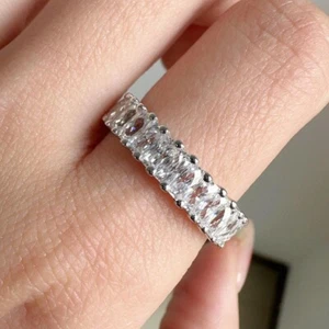14K White Gold 13 CTW Radiant Cut Moissanite Full Eternity Wedding Band For Her - Picture 1 of 8