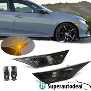 Pair LED Side Marker Lights Fit 2016 2017-2020 Honda Civic Bumper Signal Lamps - Picture 1 of 7