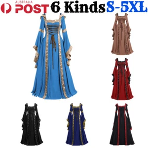 Medieval Renaissance Maiden Dress Costume Lady Halloween Fancy Skirt Gothic Gown - Picture 1 of 16