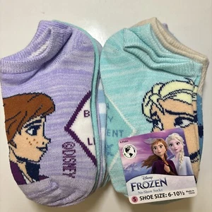 Frozen Girl's Shoe Size S(6-10.5),  NO-SHOW SOCKS 6-Pairs Lot Of 2 - Picture 1 of 1