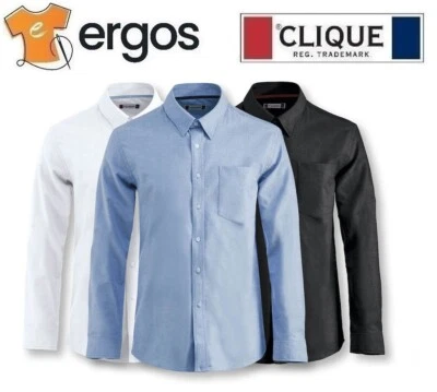 CLIQUE Camicia OXFORD Manica Lunga con Taschino da Uomo 100% Cotone Slim Fit - Immagine 1 di 4