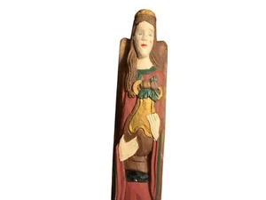 Folk Art Wooden Carved Tall Angel Handcrafted Sculpture Rustic Holiday Decor - Picture 1 of 6