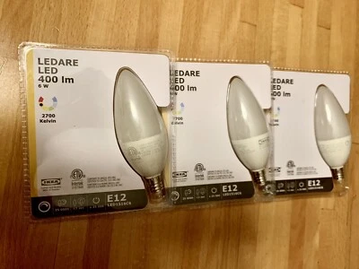 NEW X3 IKEA LEDARE E12 LED 400 lm  2700 Kelvin 120V dimmable chandelier opal - Image 1 of 3
