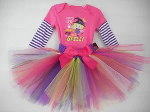 Disfraz de Halloween Traje de bruja Tutu hecho a mano Bebé Niñas tallas NWT - Imagen 1 de 3