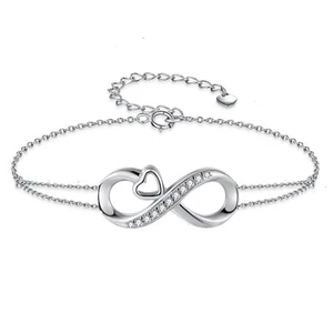 Pulsera Ajustable Real Plata de Ley 925 Infinito Corazón Regalos para Ella Él - Imagen 1 de 8