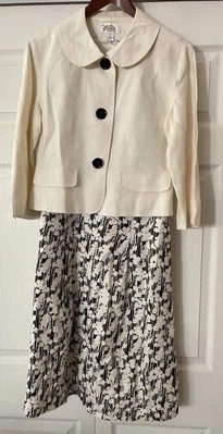Vestido de chaqueta de dos piezas Talbots talla 6 crema - Acentos negros 39" Pecho largo 35" Foto 1 de 4