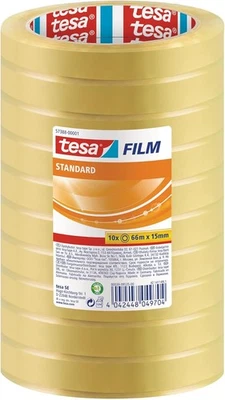Tesafilm standard Transparent Multifunktions-Klebeband (66m x 15 mm - 10er Pack)